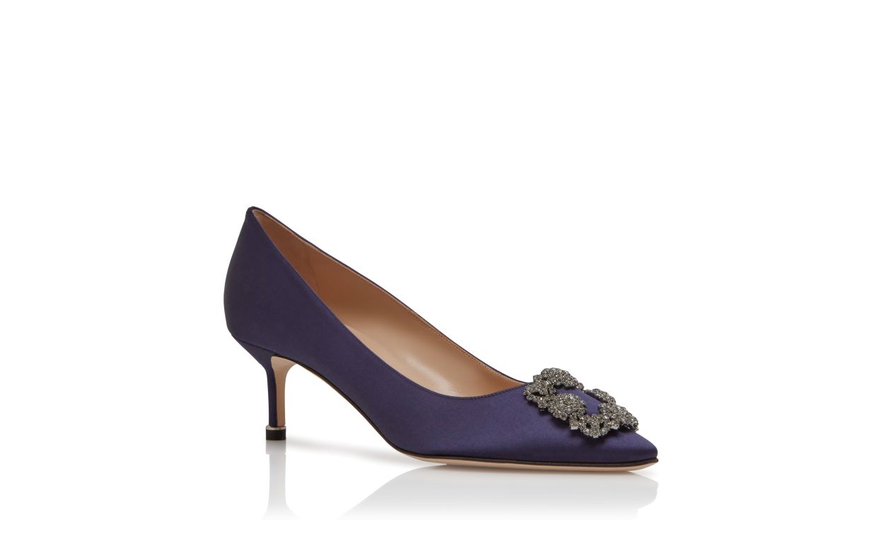 Escarpins à boucle en satin bleu foncé