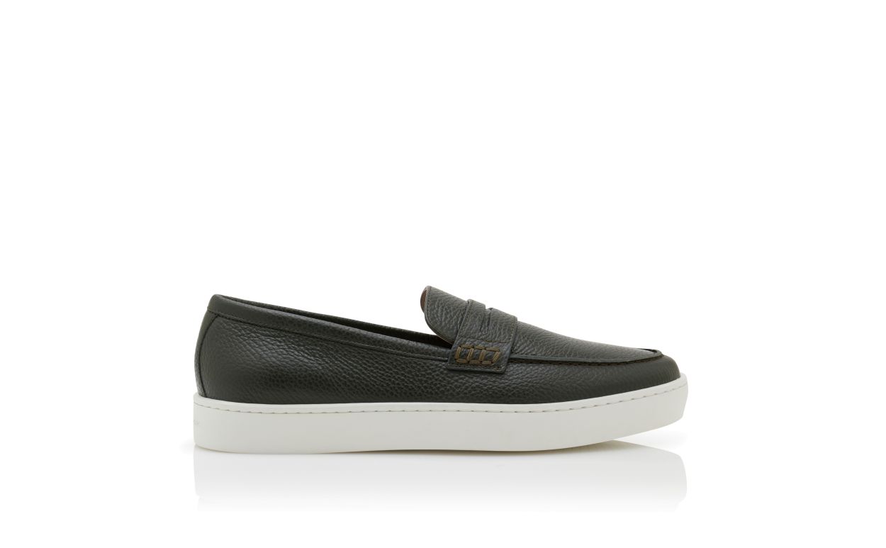 Mocassins en cuir de veau vert foncé