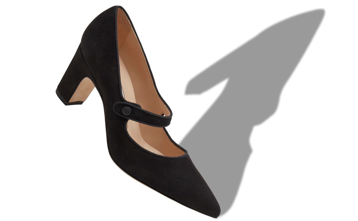 Escarpins en daim noir à brides Mary Jane