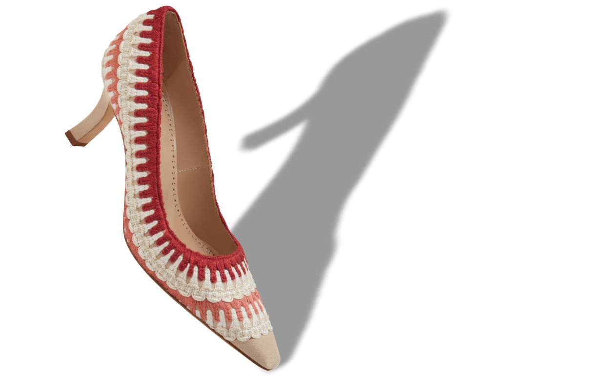 Escarpins à détails ajourés en daim beige clair