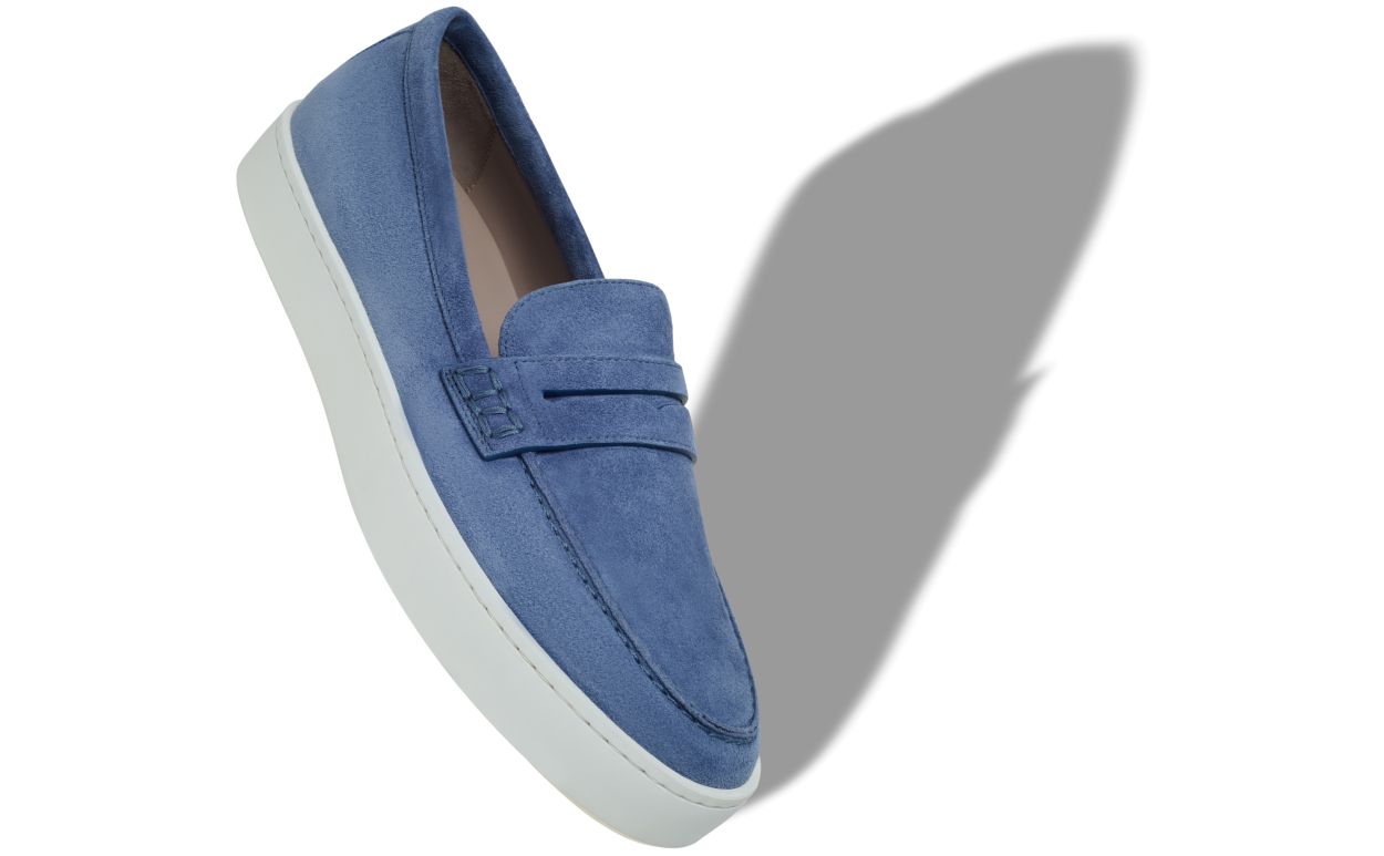 Mocassins à semelle en daim bleue