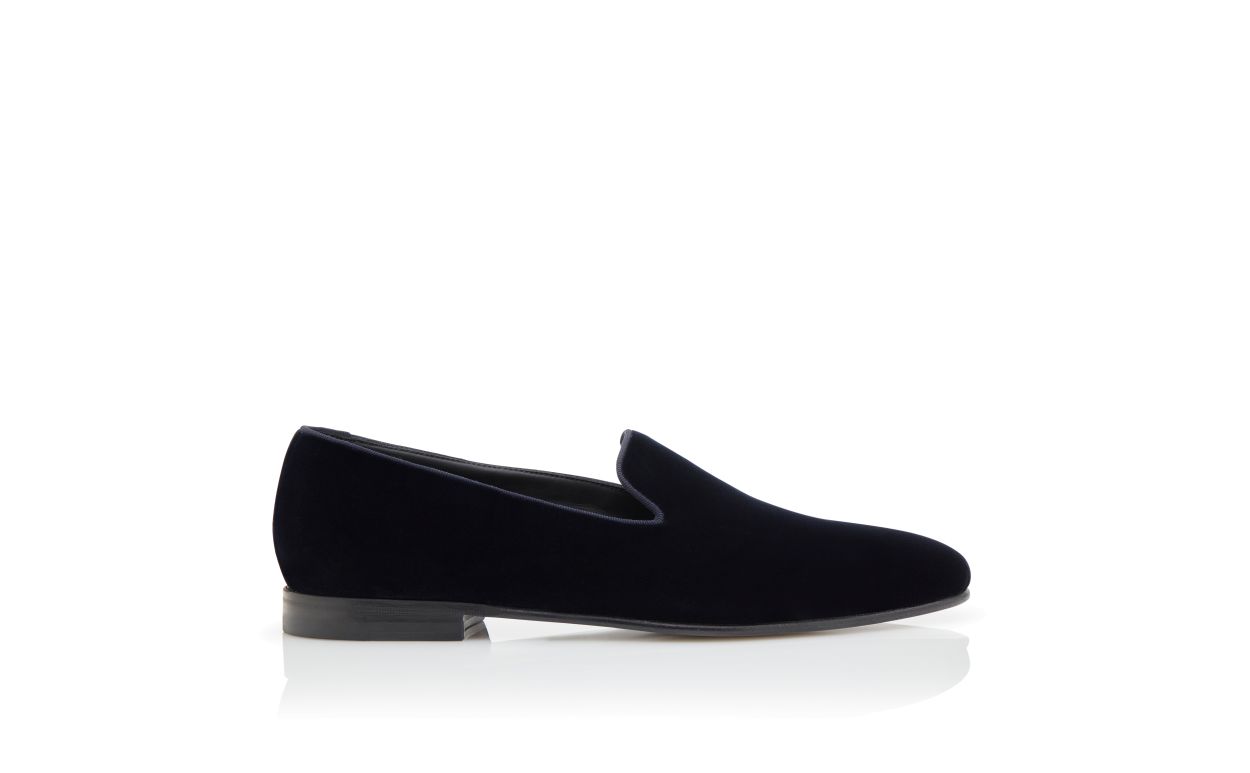Mocassins en velours bleu marine