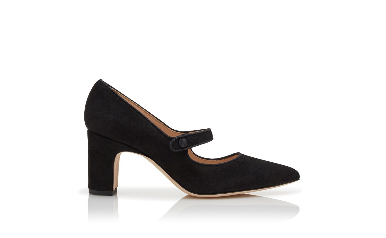 Escarpins en daim noir à brides Mary Jane