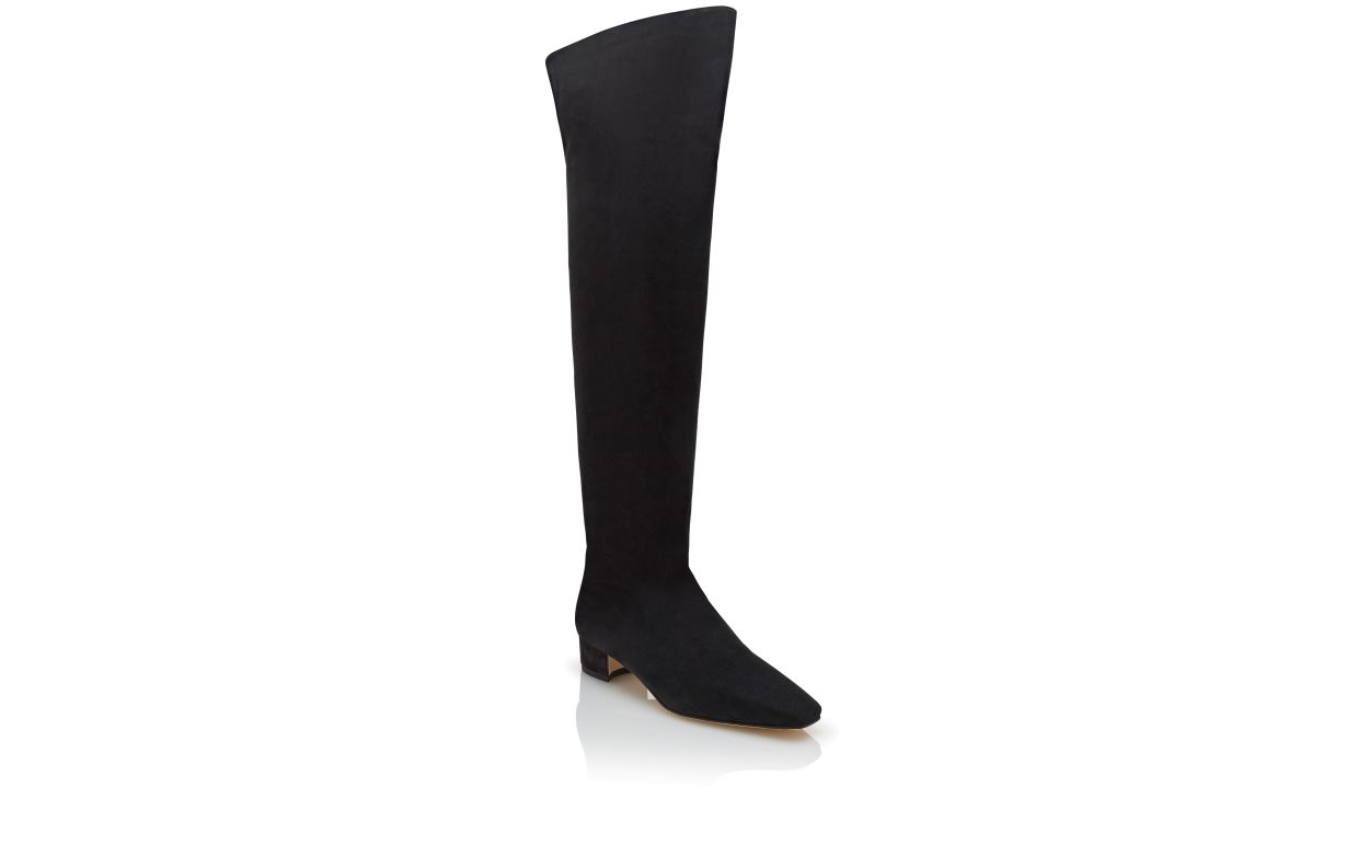Bottes hautes cheville en daim noir