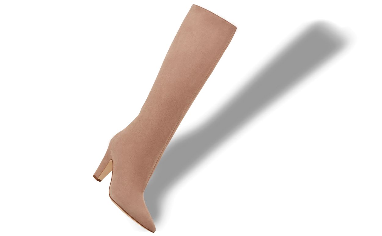 Bottes hautes cheville en daim beige foncé