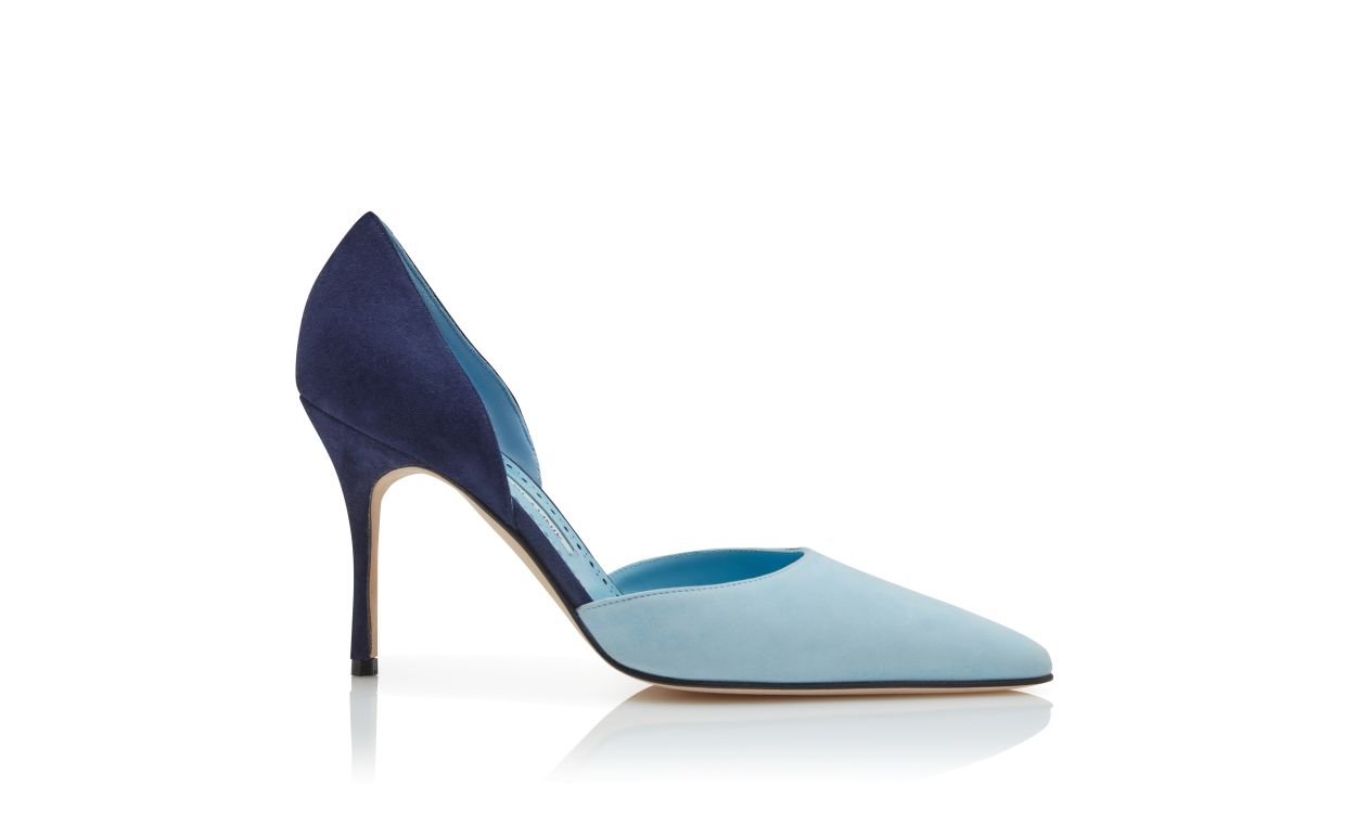 Pompes D'Orsay en daim bleu