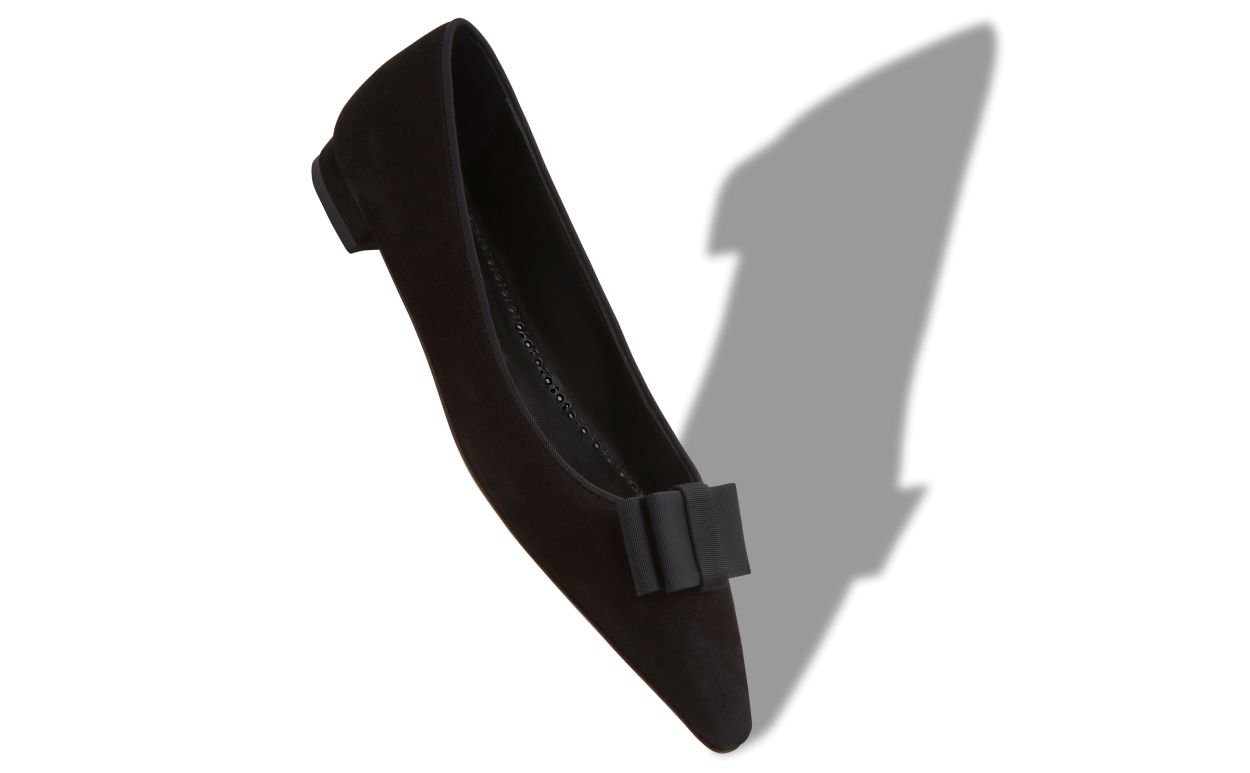 Ballerinas en daim noir avec nœud décoratif
