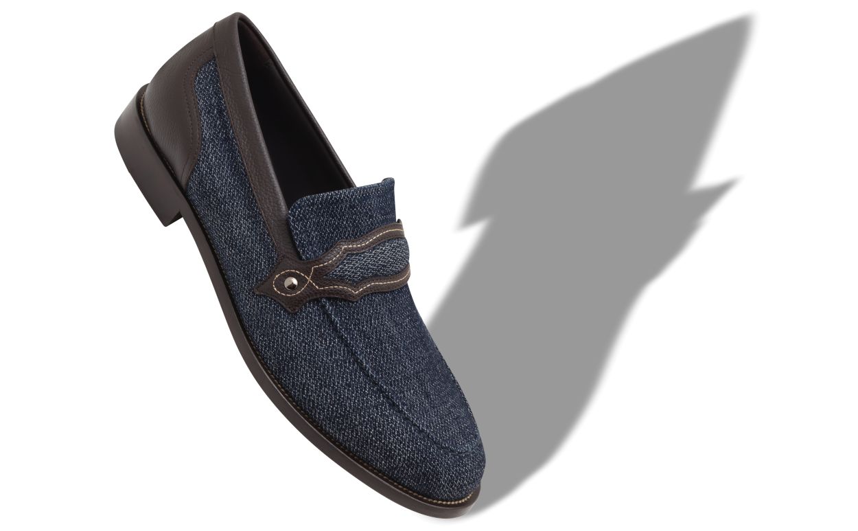 Mocassins en denim bleu