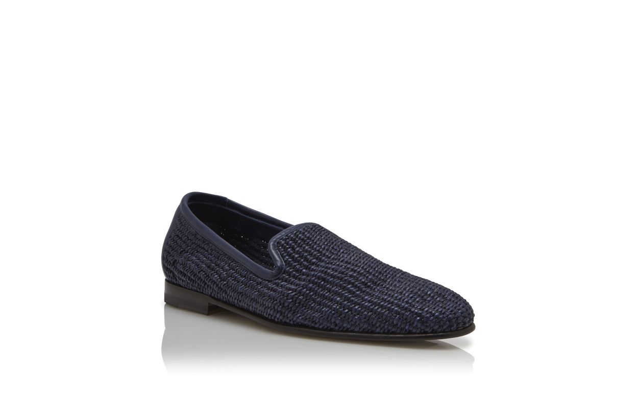 Mocassins en raphia bleu marine