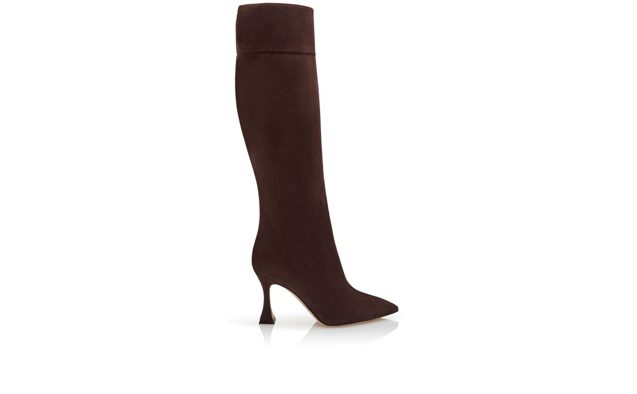 Bottes hautes cheville en daim brun foncé