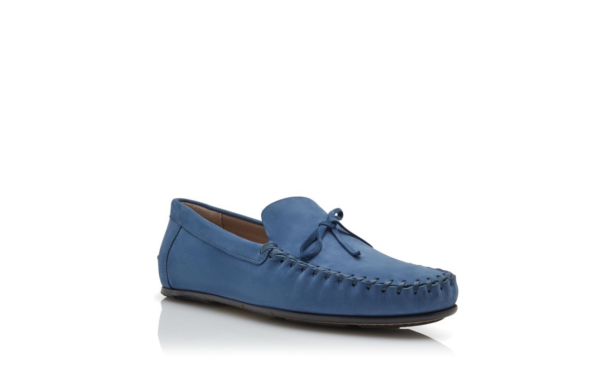 Chaussures de conduite en cuir nubuck bleu