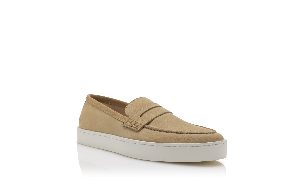 Mocassins en daim kaki clair à enfiler