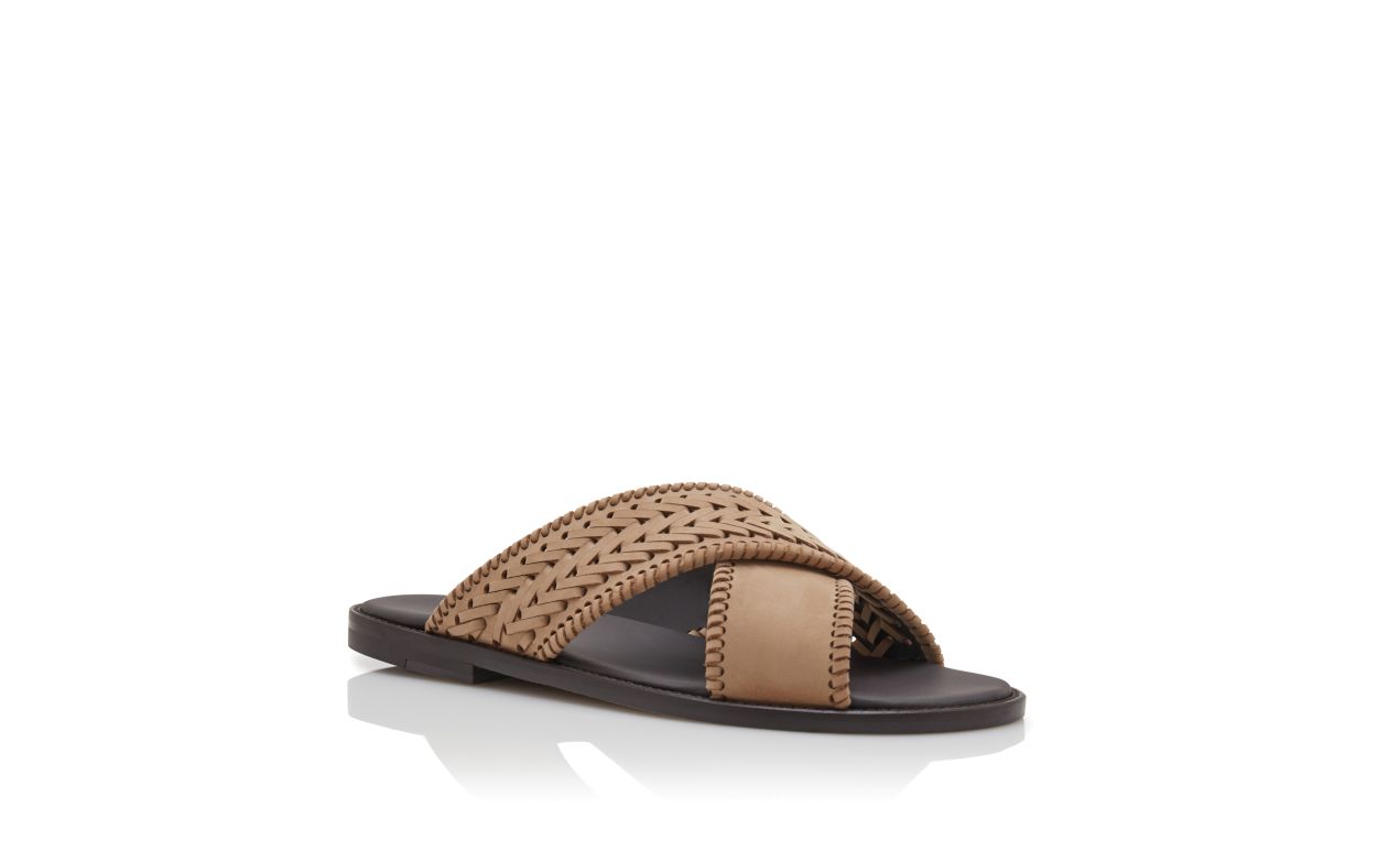 Sandales tressées en nubuck brun clair