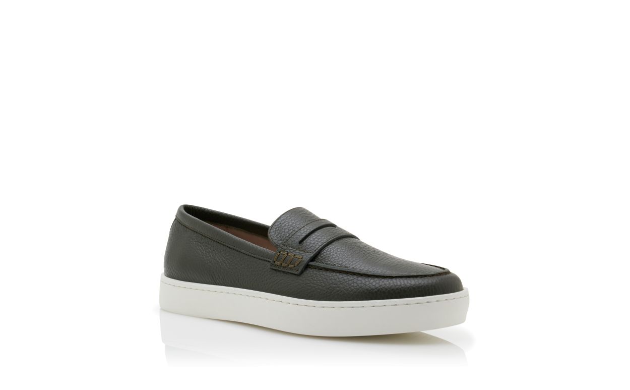 Mocassins en cuir de veau vert foncé