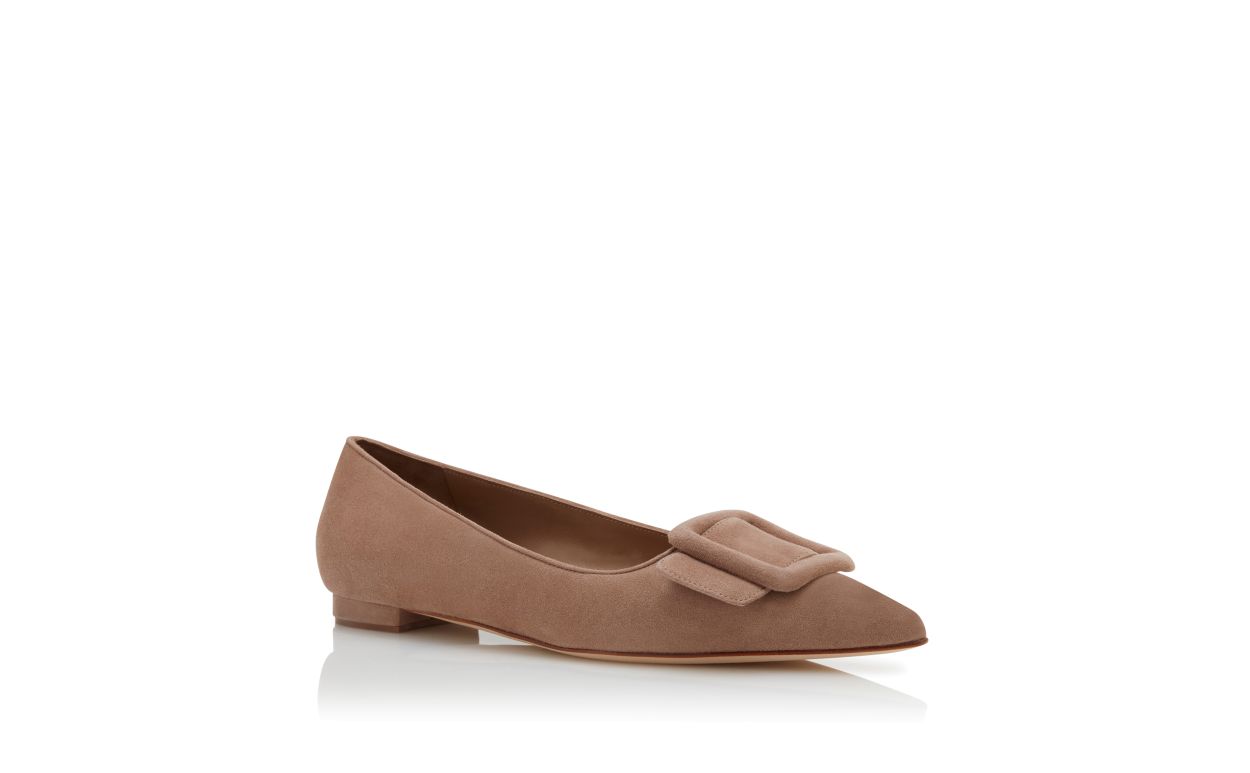 Mocassins plates à brides en daim beige