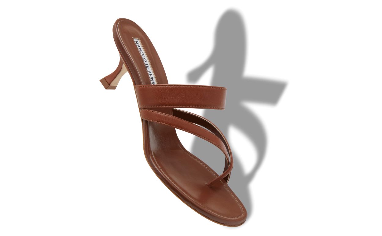 Mules en cuir nappa brun