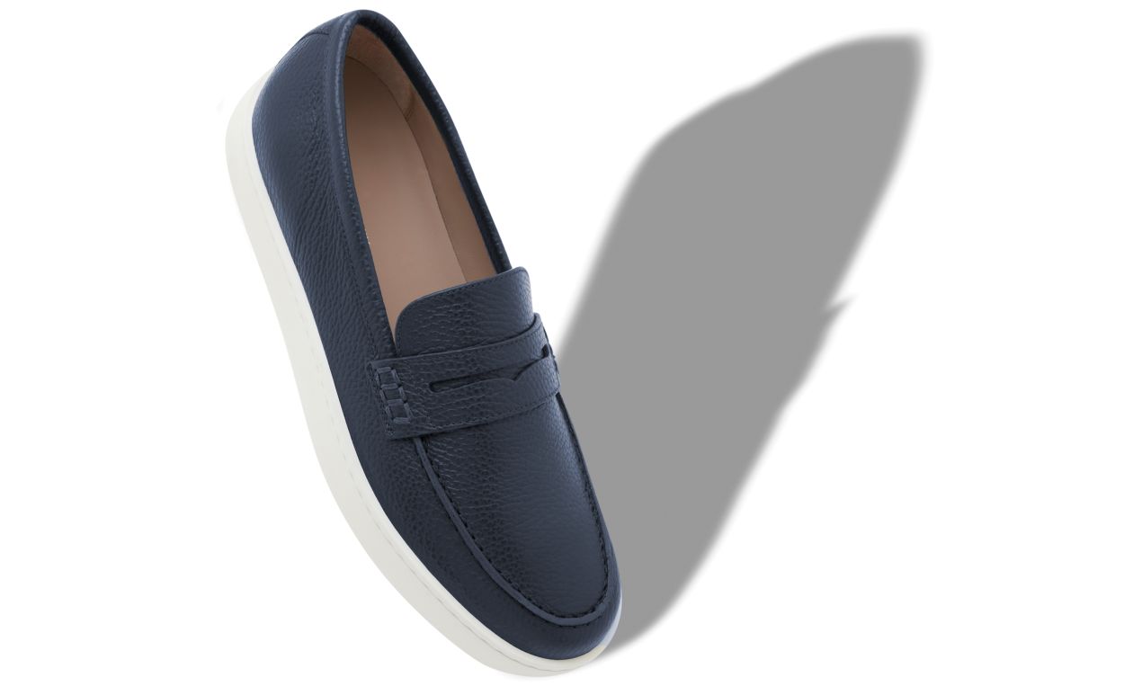 Mocassins en cuir de veau bleu marine