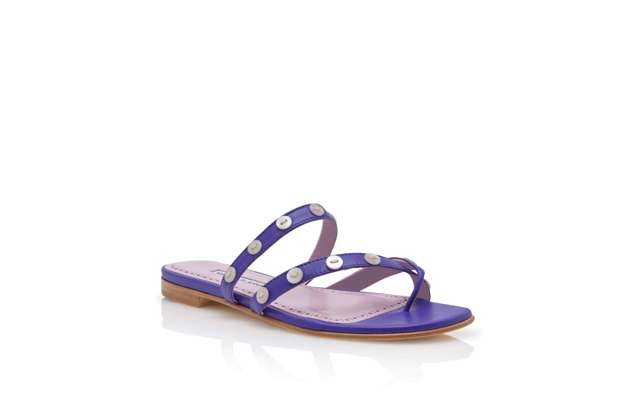 Sandales plates en cuir nappa violet