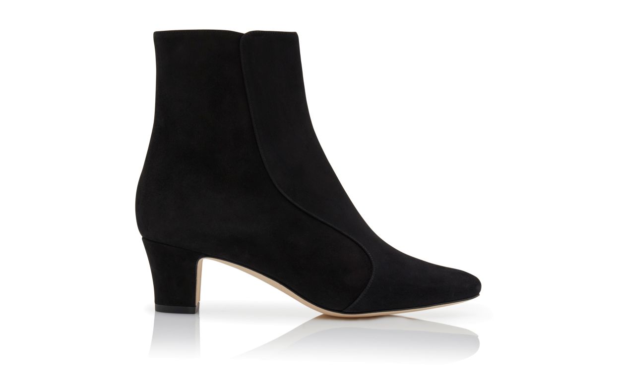 Bottes cheville à bout rond en daim noir