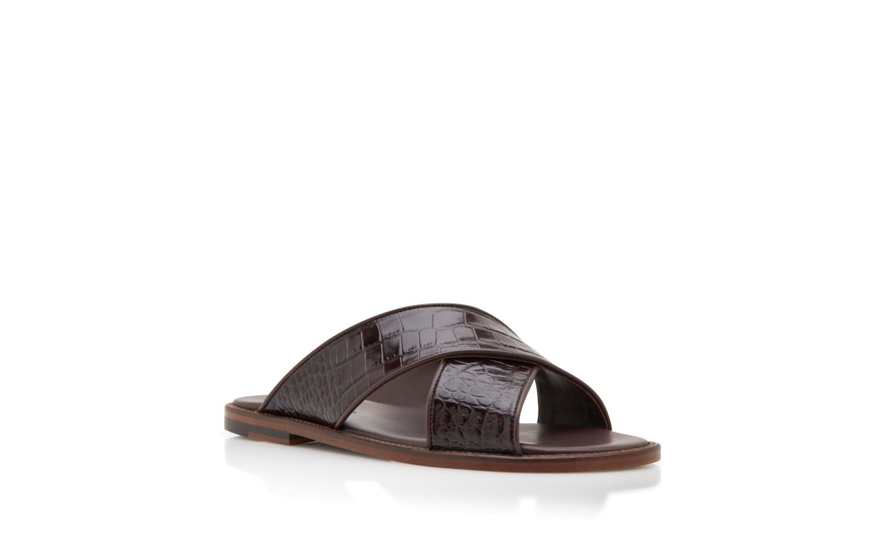 Sandales en cuir de veau brun foncé