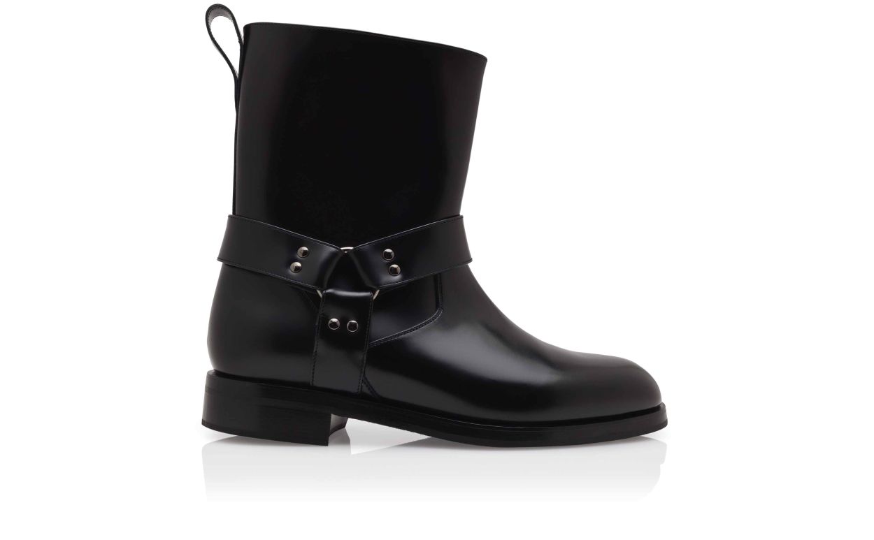 Bottes de motard en cuir de veau noir