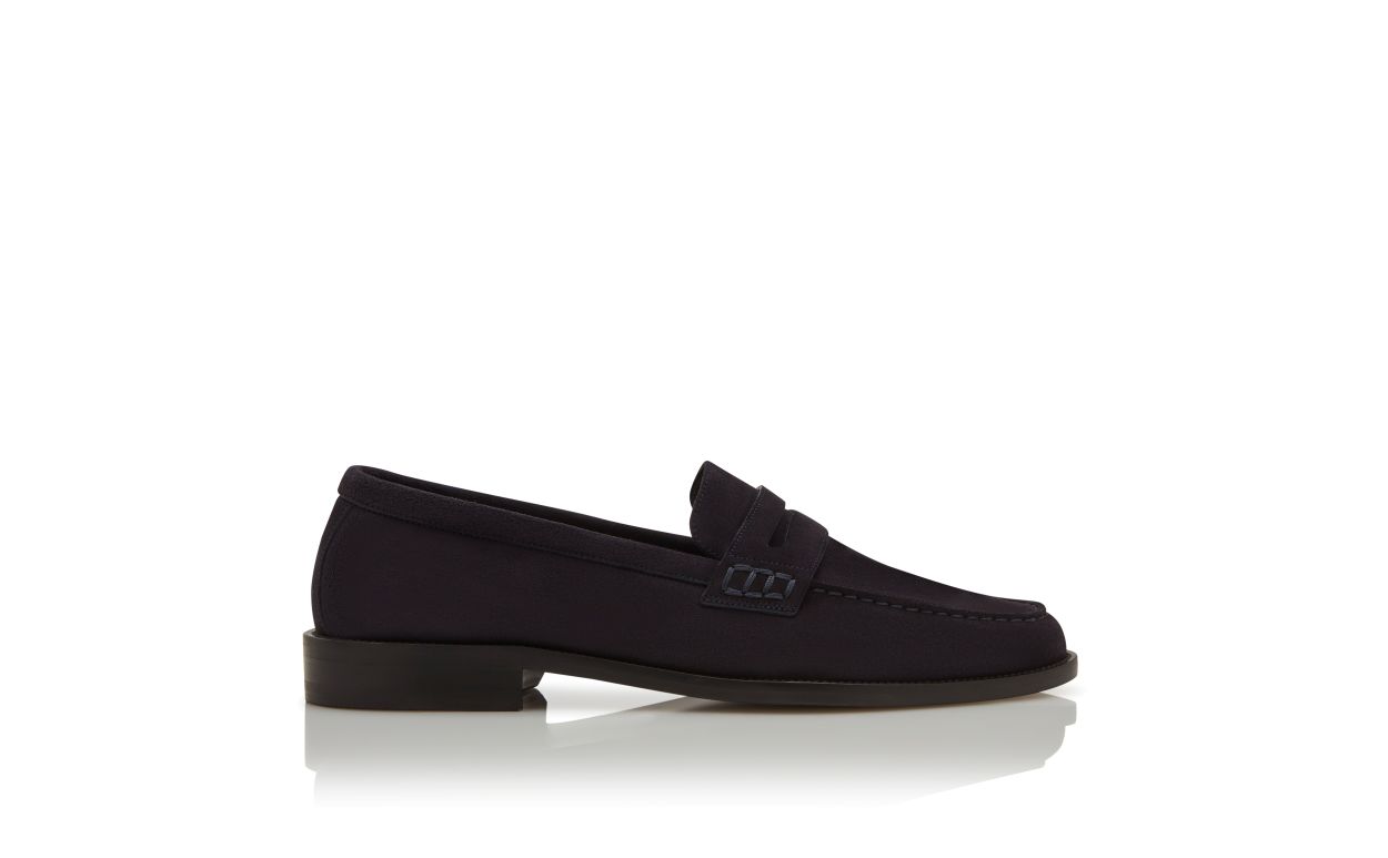 Mocassins penny en daim bleu marine