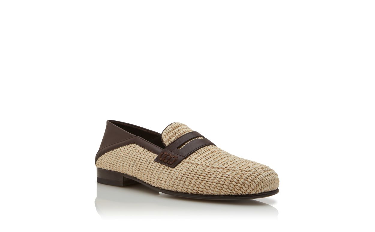 Mocassins penny en raphia beige clair