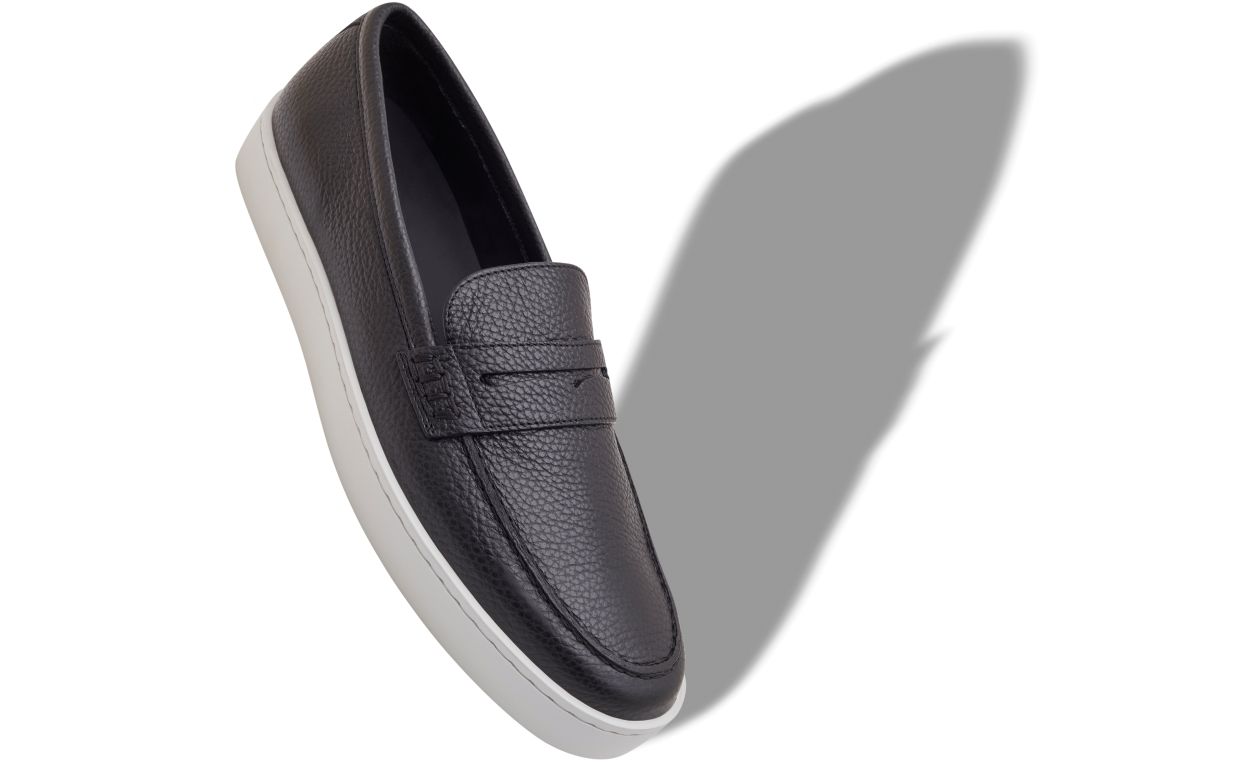 Mocassins à enfiler en cuir de veau noir