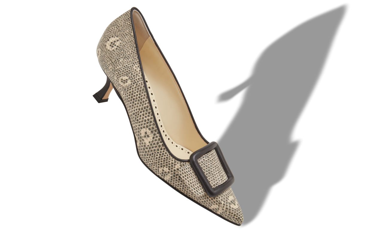 Escarpins en cuir de veau imprimé lézard
