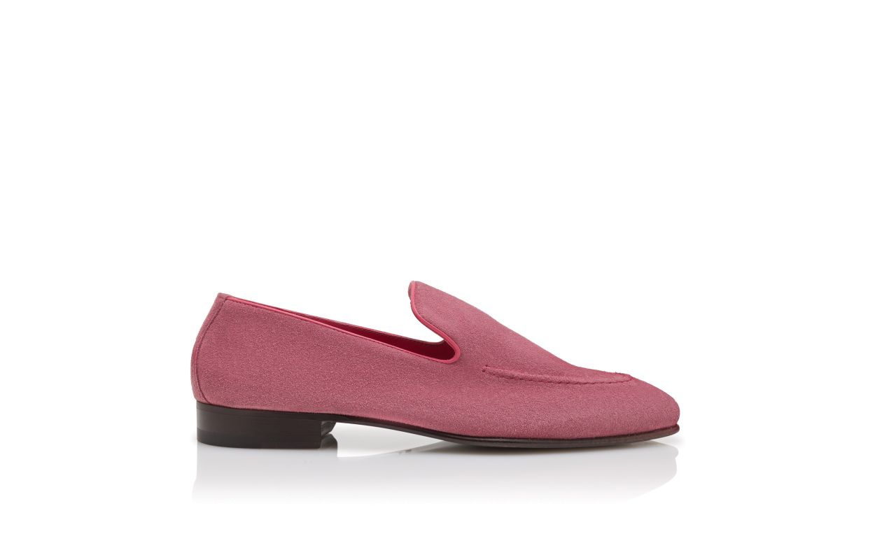Mocassins en daim rose foncé