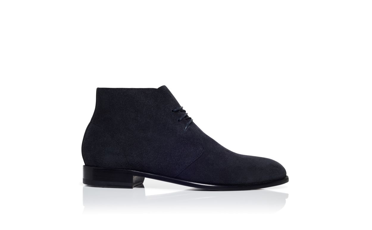 Bottines cheville à lacets en daim bleu marine