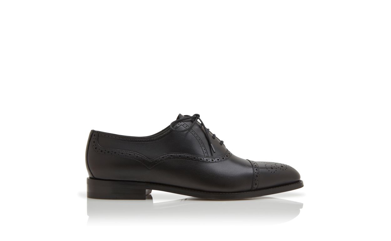 Oxfords à bout carré en cuir de veau noir