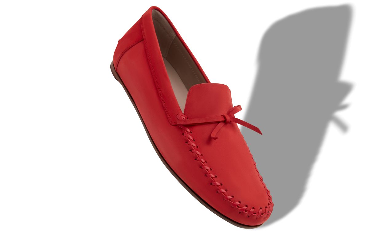 Chaussons en cuir de veau rouge