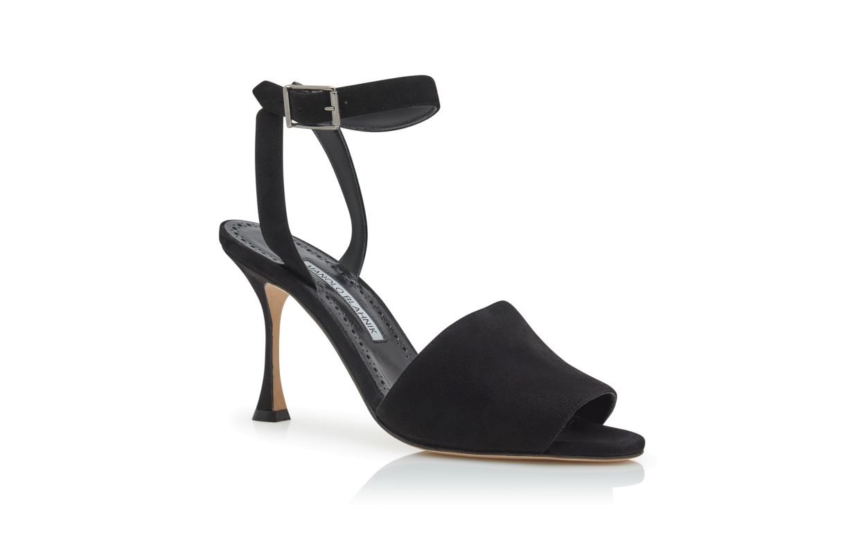 Sandales à brides cheville en daim noir