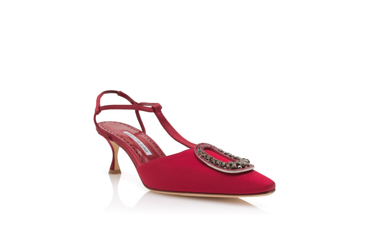 Chaussures à talon rouge à ruban gros-grain ornées de bijoux