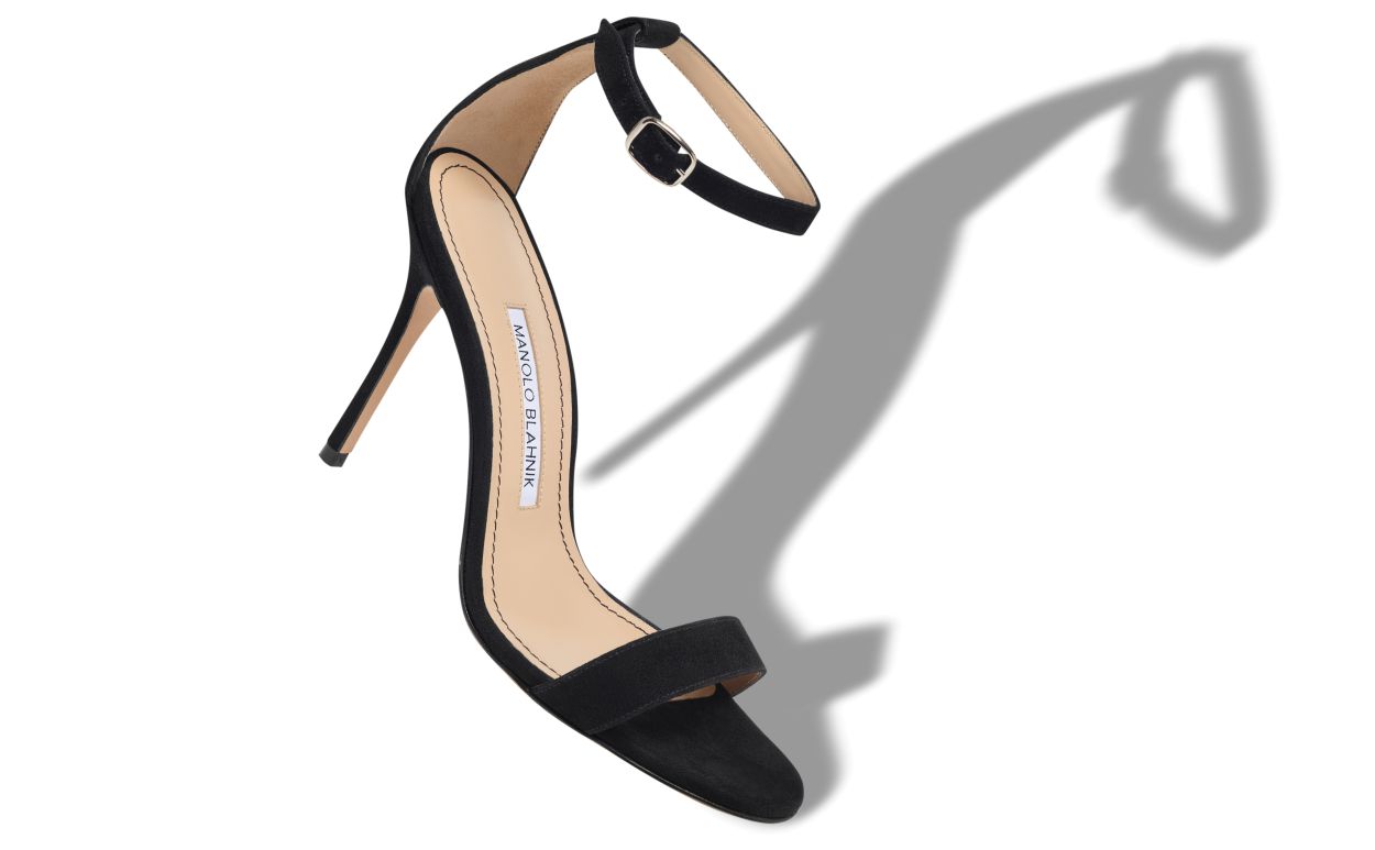 Sandales à brides cheville en daim noir