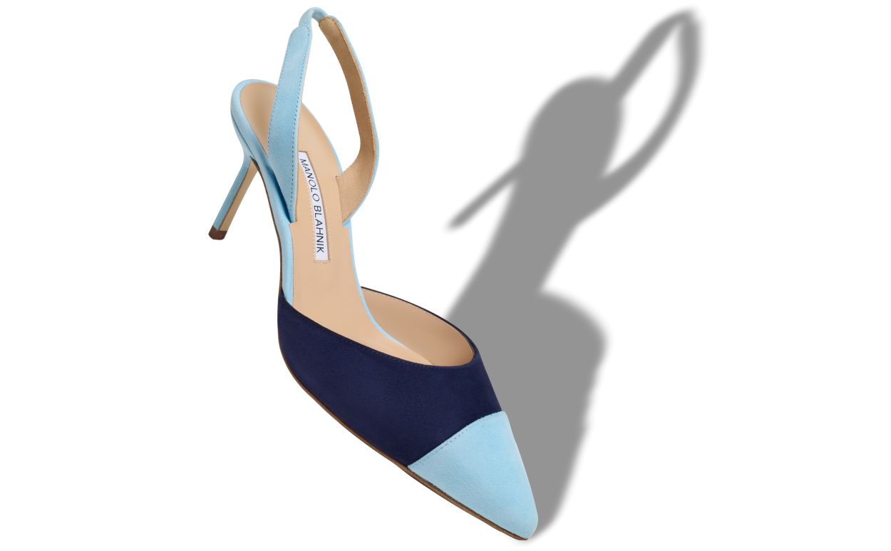 Pompes Slingback en daim bleu