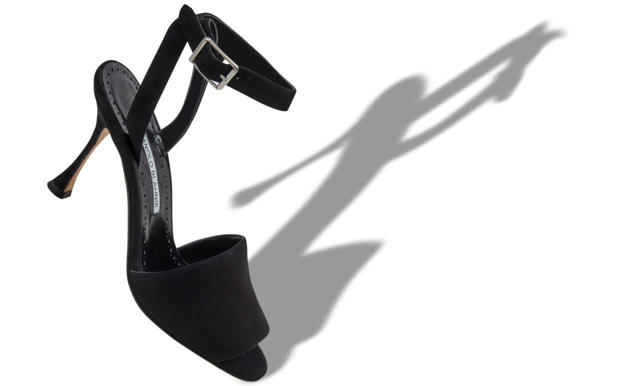 Sandales à brides cheville en daim noir