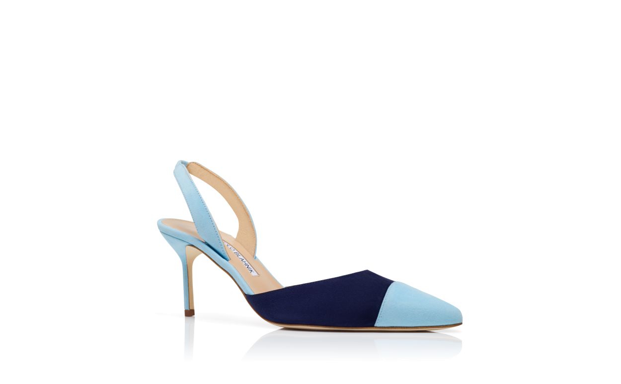 Pompes Slingback en daim bleu