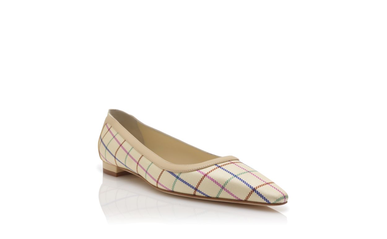 Chaussures plates à motif damier Cream Silk