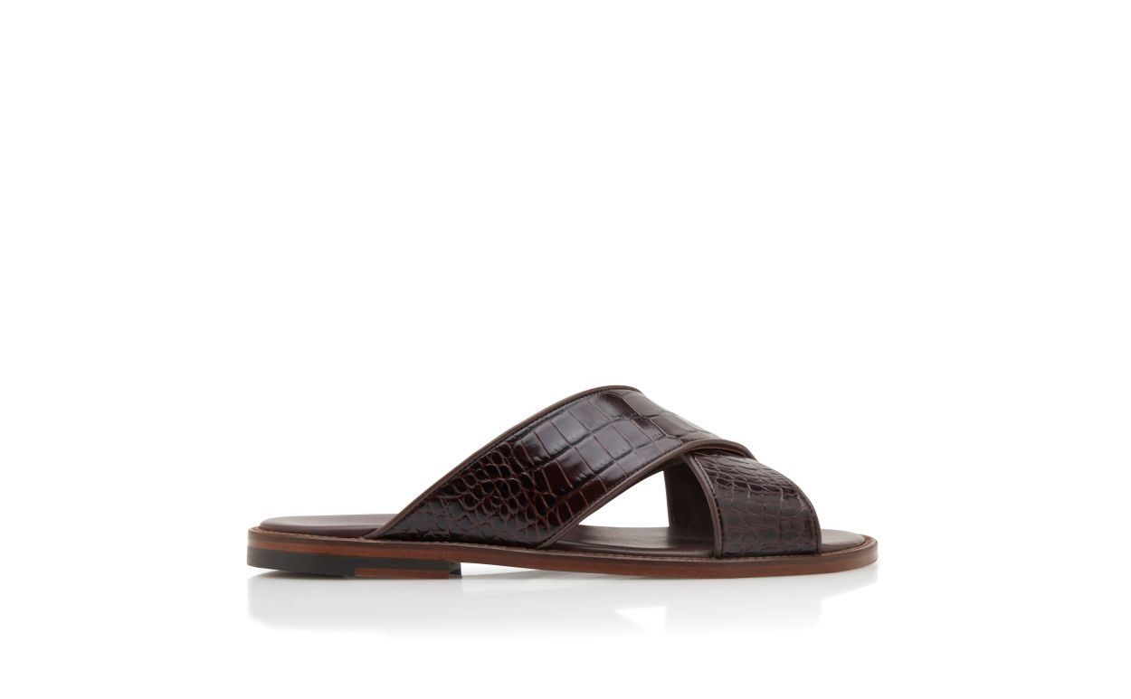 Sandales en cuir de veau brun foncé