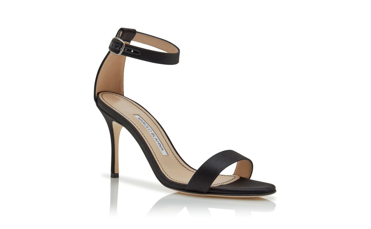 Sandales à brides cheville en satin noir