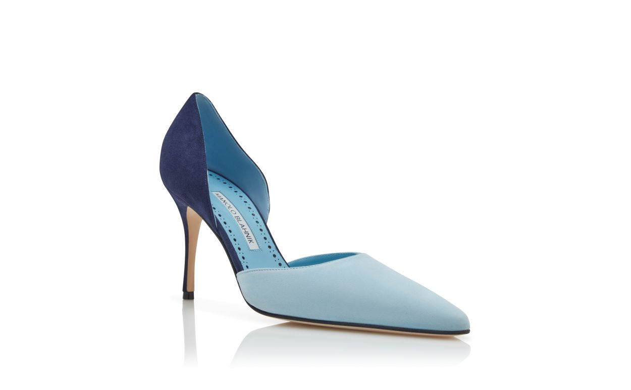 Pompes D'Orsay en daim bleu