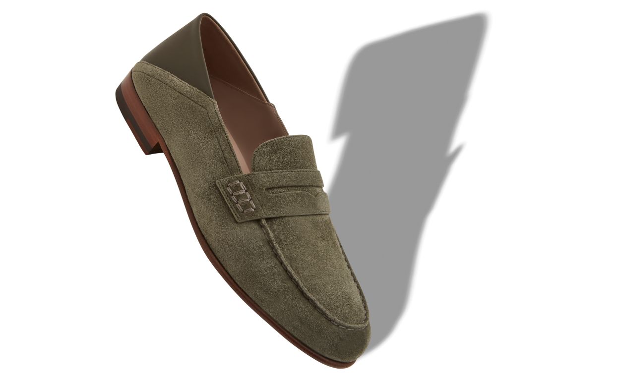 Mocassins en daim kaki