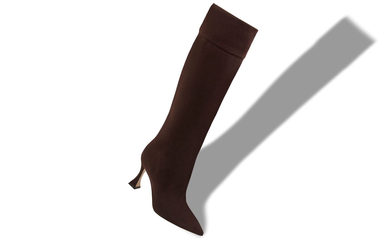 Bottes hautes cheville en daim brun foncé