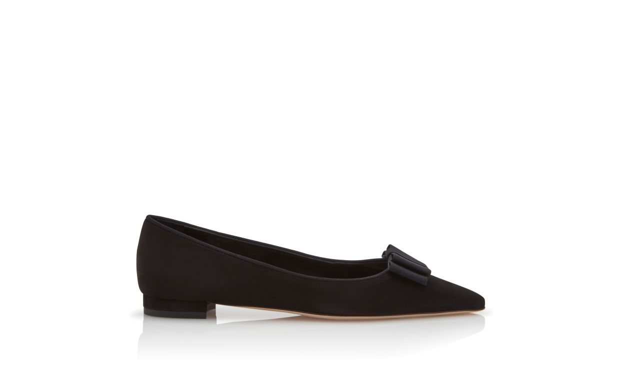 Ballerinas en daim noir avec nœud décoratif