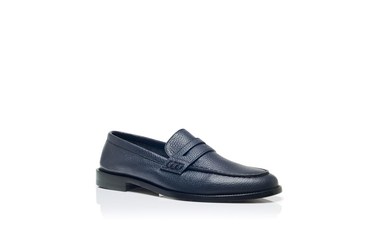 Mocassins penny en cuir de veau bleu marine