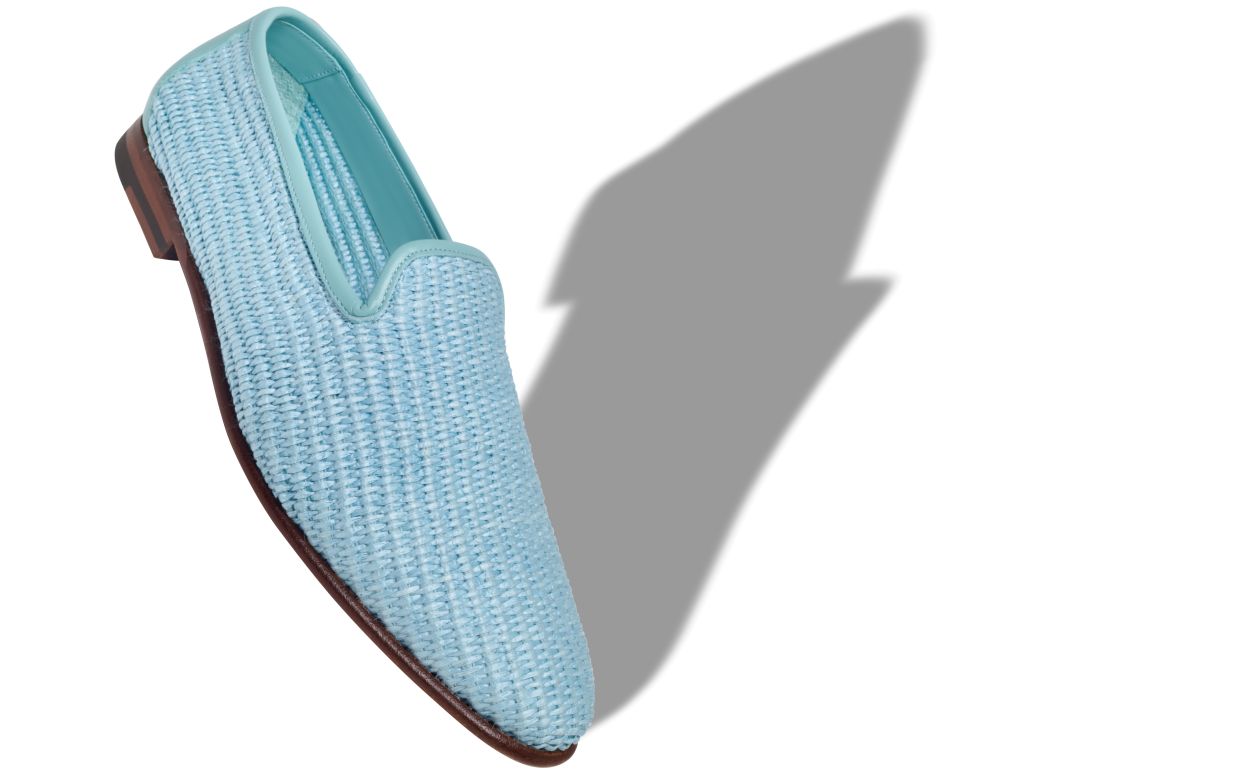Mocassins en raphia bleu clair
