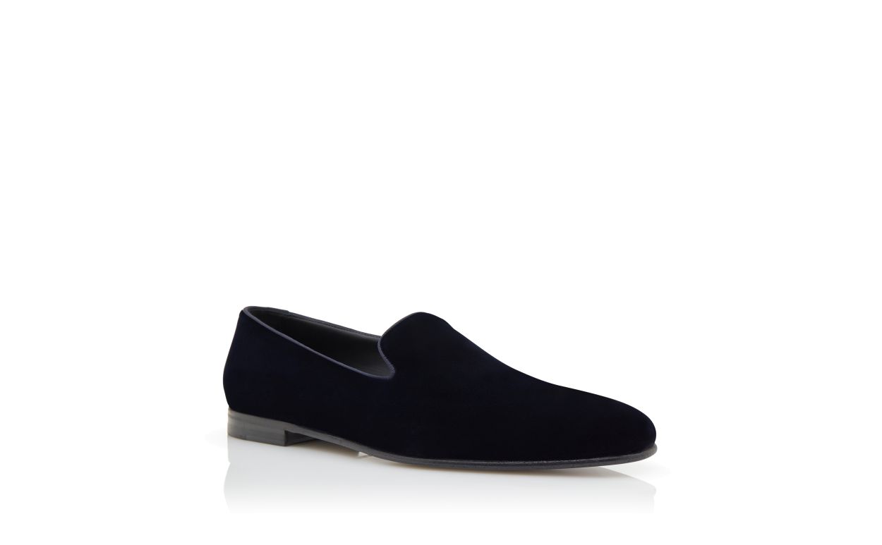 Mocassins en velours bleu marine