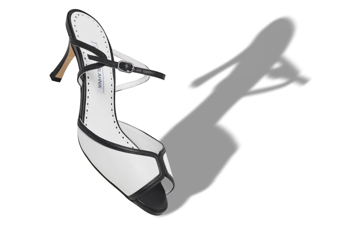 Mules en cuir de nappa noir et blanc